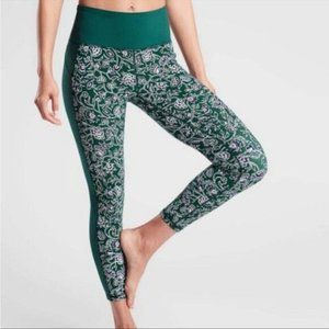 Athleta AFFIRMATION 7/8 TIGHT In POWERVITA Green Floral Legging Size XS NWT $89‎